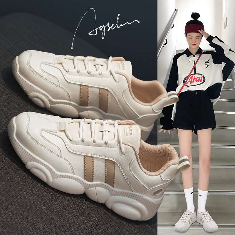 奥古狮登老爹鞋女春秋季新款2023百搭圆头小白鞋爆款休闲运动女鞋