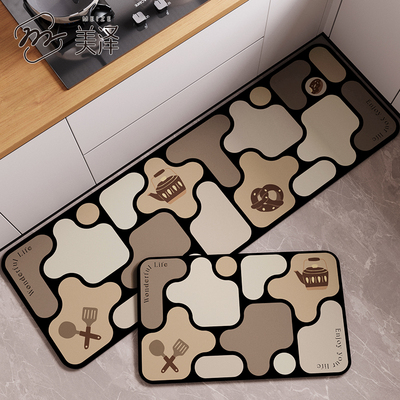 厨房地垫免洗可擦防水脚垫家用耐脏地毯防滑防油专用硅藻泥吸水垫
