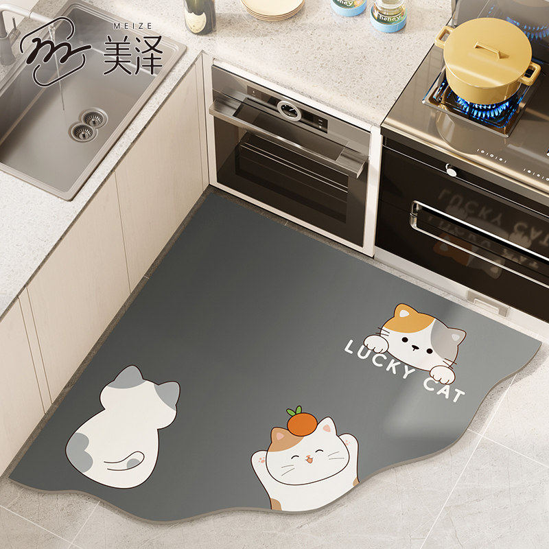 厨房专用地垫2025新款脚垫家用防油防滑硅藻泥吸水垫可擦免洗地毯