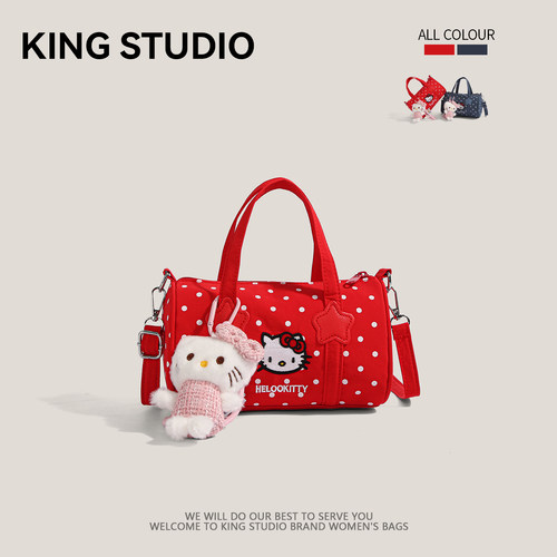 红色波点凯蒂猫可爱手提斜挎包