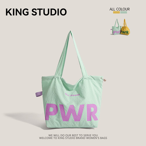 抽绳防水尼龙包日系大容量托特包