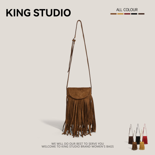 废土牛仔风斜挎小包包女流苏包