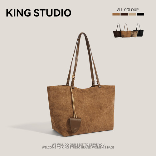 复古麂皮绒大容量包女高级托特包