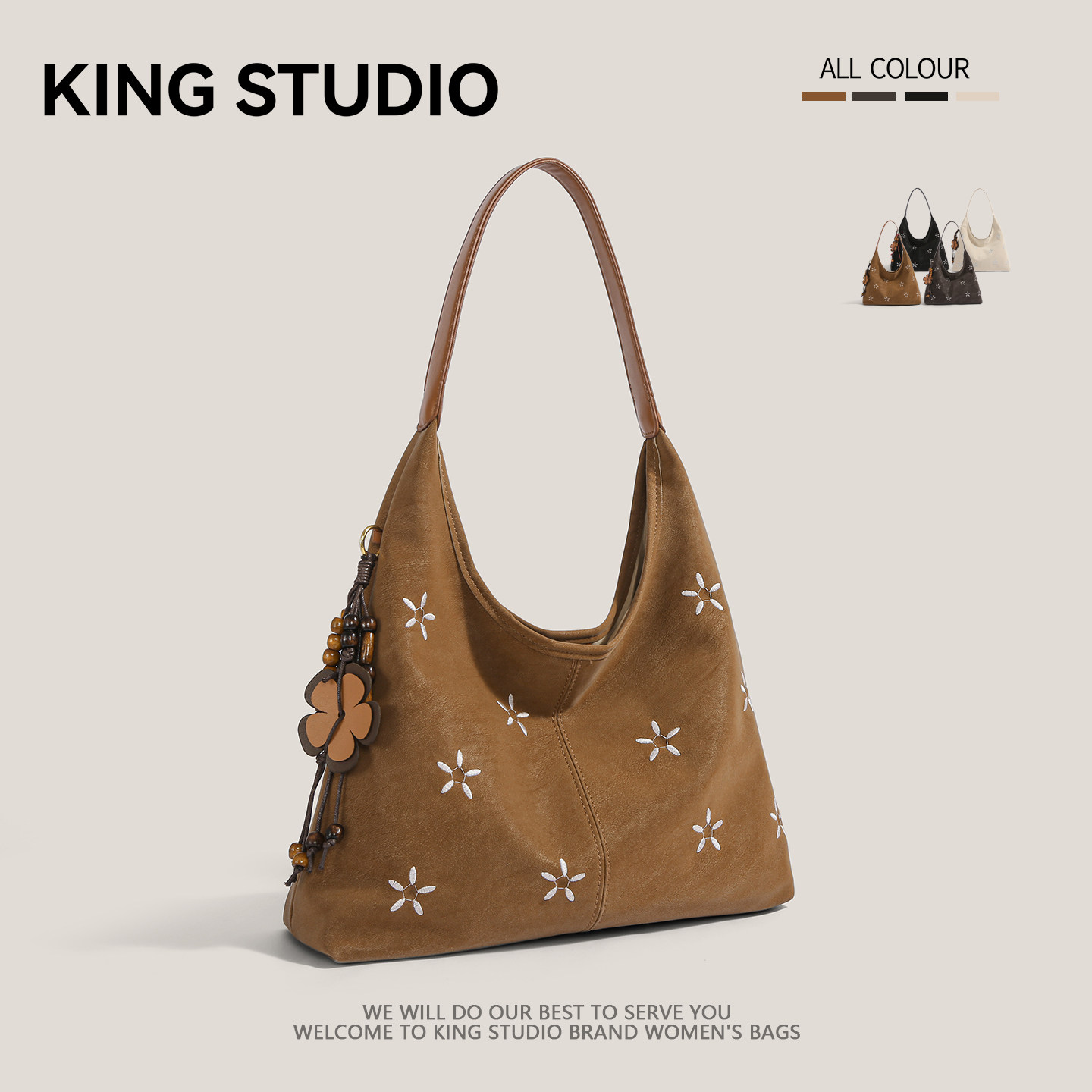 小众刺绣花朵包包女2025秋冬新款大容量时尚单肩包百搭通勤托特包