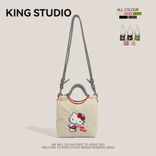 日本ball chain环保购物袋刺绣helloKitty手提袋手机包单肩斜挎包