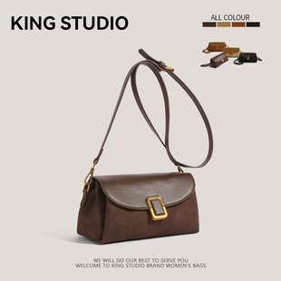 高级感包包女2025新款潮时尚麂皮绒小方包百搭小众复古单肩斜挎包