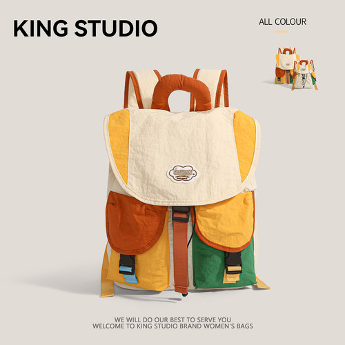 学生撞色书包包女可爱时尚双肩包