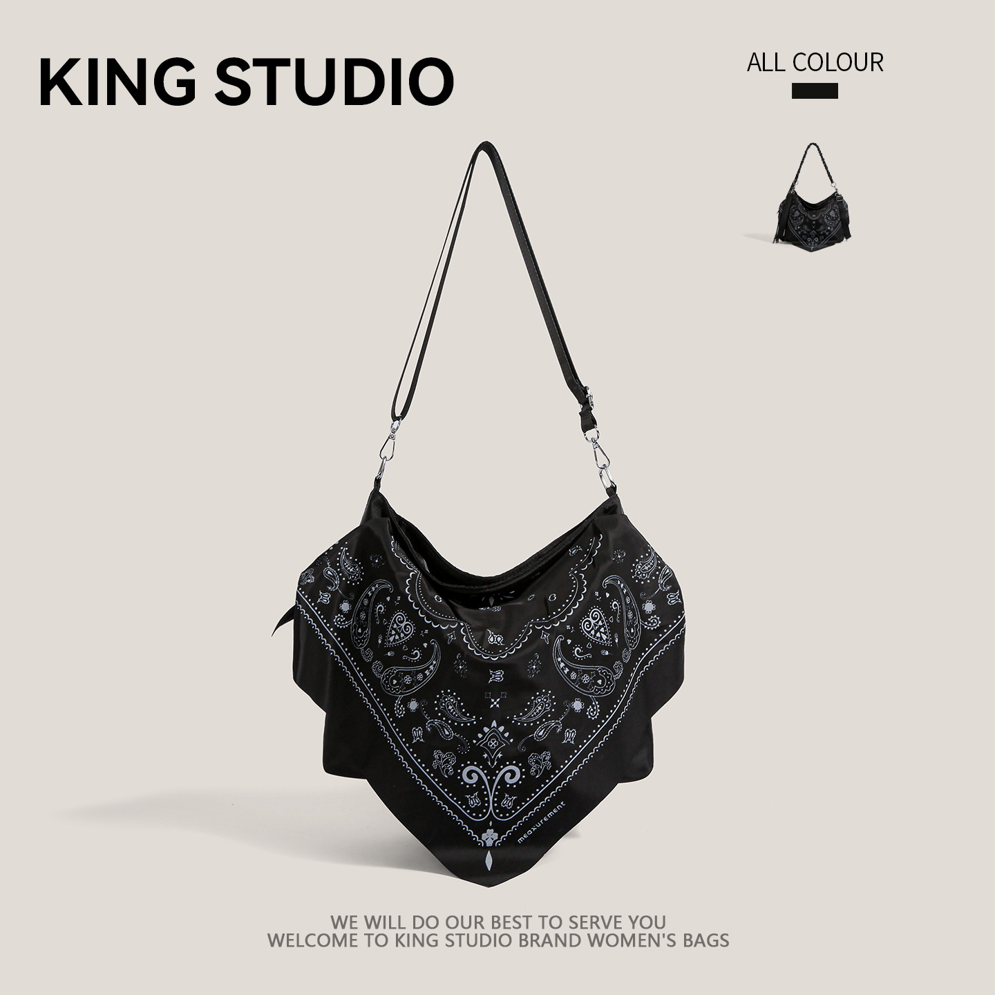 2025新款腰果印花尼龙帆布慵懒风大容量单肩斜挎包文艺休闲托特包