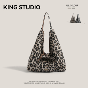 呢子豹纹包包女2025秋冬新款时尚韩国托特包休闲百搭大容量腋下包