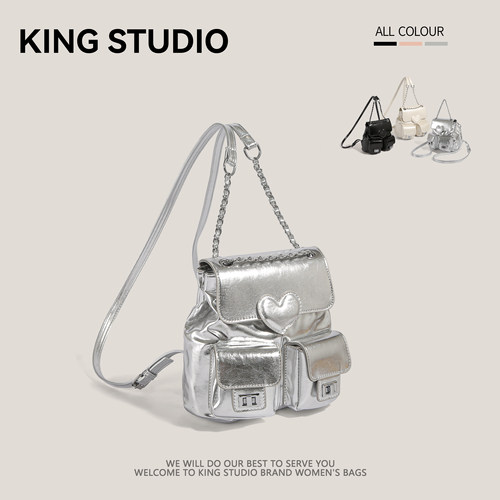 时尚双肩包百搭链条水桶包旅行包