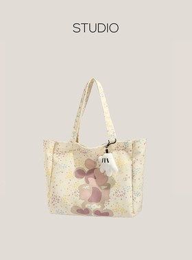 下酒话DrinKing大容量帆布包女2025新款印花可爱单肩包手提托特包