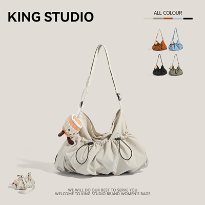 大容量尼龙布包百搭褶皱单肩包