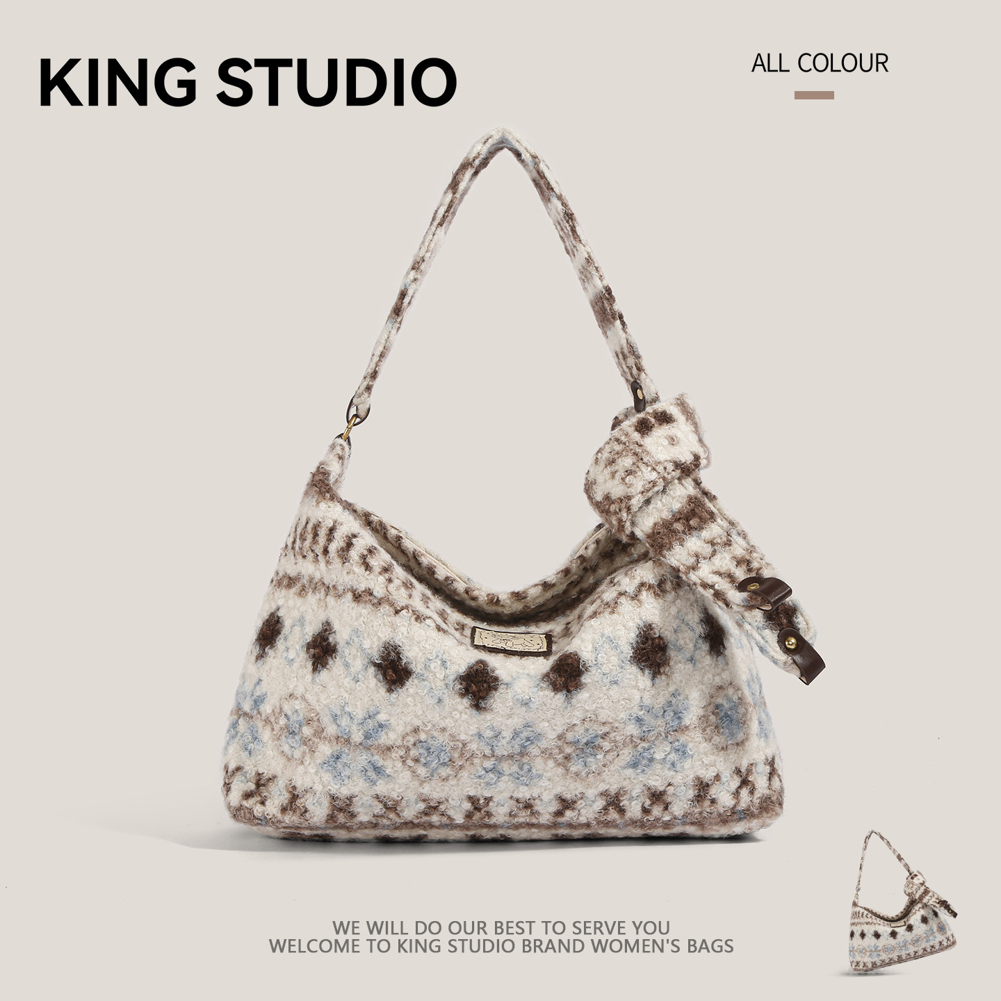 费尔岛风羊羔毛毛包女2026新款时尚学院风托特包大容量通勤毛绒包,箱包皮具/热销女包/男包,通用款女包,淘宝优惠券,粉丝福利购,淘宝优惠卷