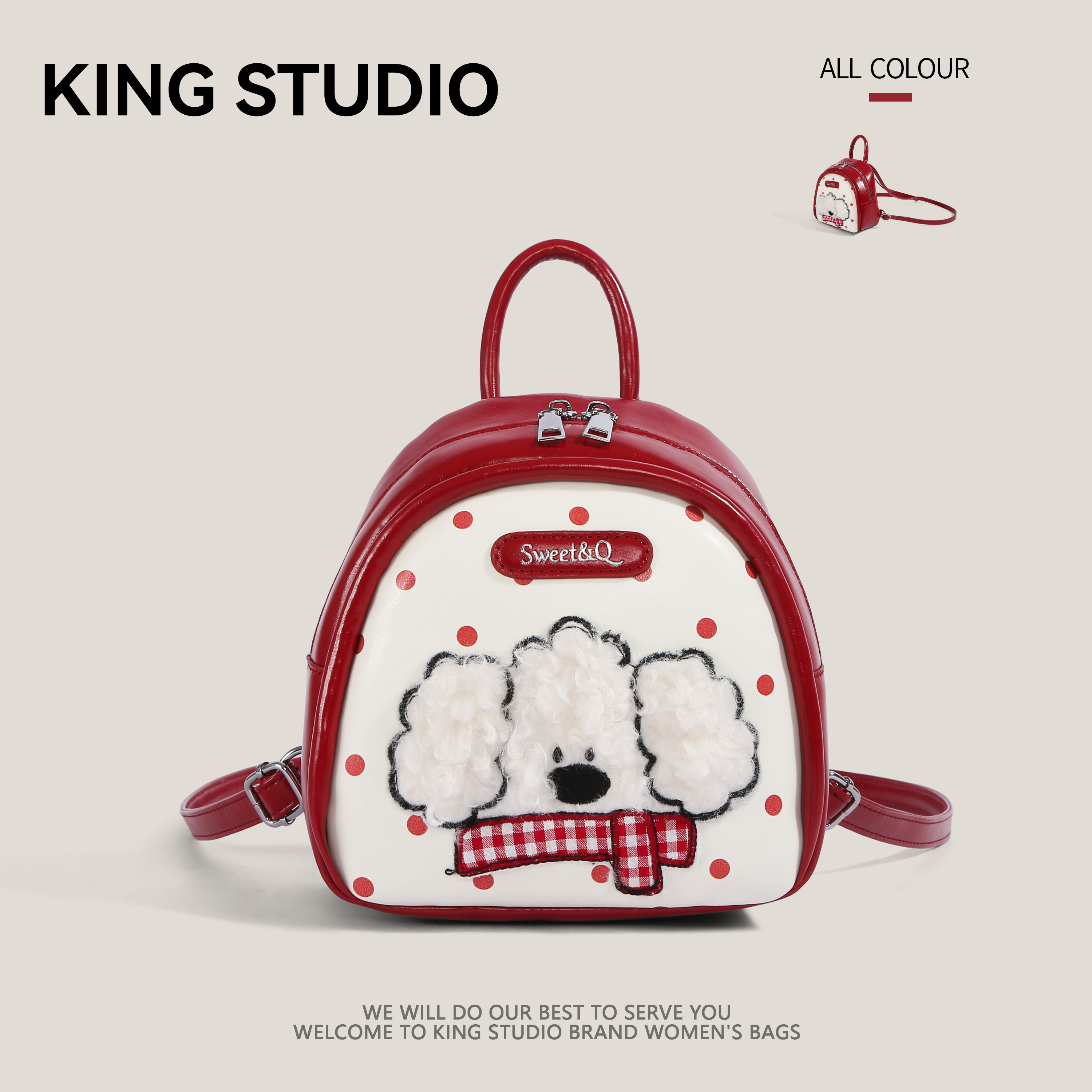 可爱卡通小狗双肩包包女2026新款潮学院风学生书包轻便旅行小背包