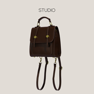 下酒话DrinKing复古双肩包2025新款学生双肩背包多功能手提旅行包