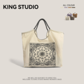 高圆圆同款 日本ball chain刺绣环保袋购物袋尼龙手提单肩托特包女