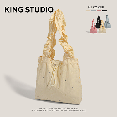 文艺帆布包女小清新褶皱托特包