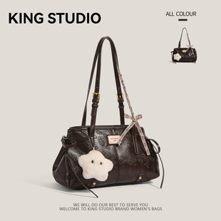 高级感小众印花单肩包包女2025秋冬新款潮百搭通勤波士顿包托特包