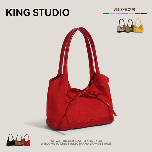 复古麂皮绒手提菜篮包包女托特包