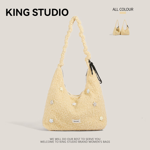 韩系星星毛绒包女百搭单肩斜挎包