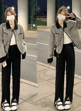 法式气质名媛灰色小香风外套女春秋季设计感小个子短款棒球服上衣