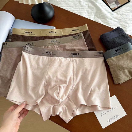 美拉德磨毛男士内裤7A抑菌纯棉裆无痕平角裤秋冬季保暖青少年短裤