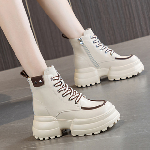 内增高马丁靴女款2025新款秋冬爆款加绒棉鞋子女士小个子厚底短靴
