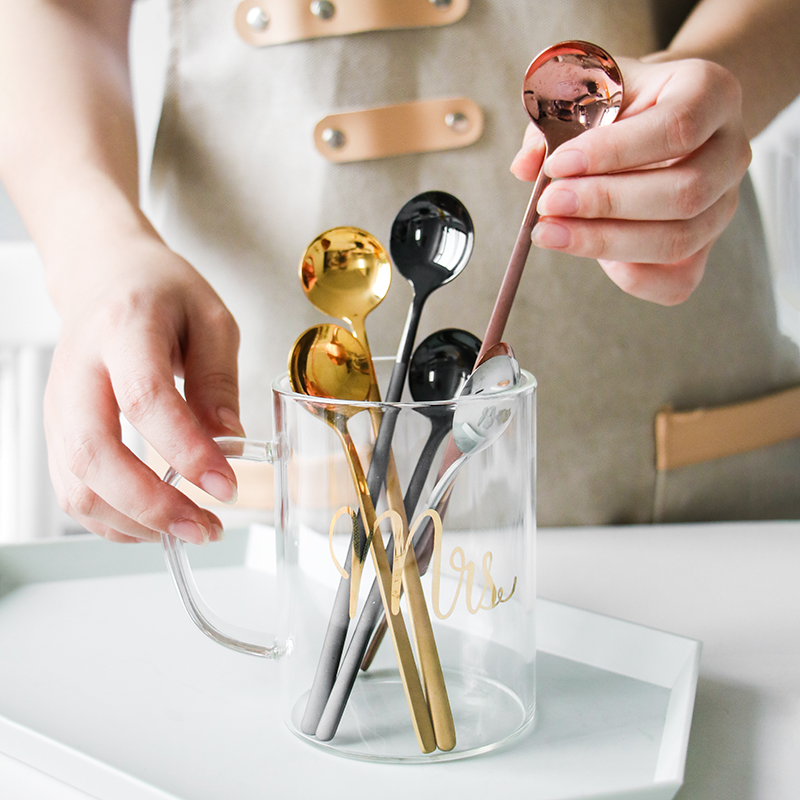 北欧ins创意304不锈钢圆头咖啡勺