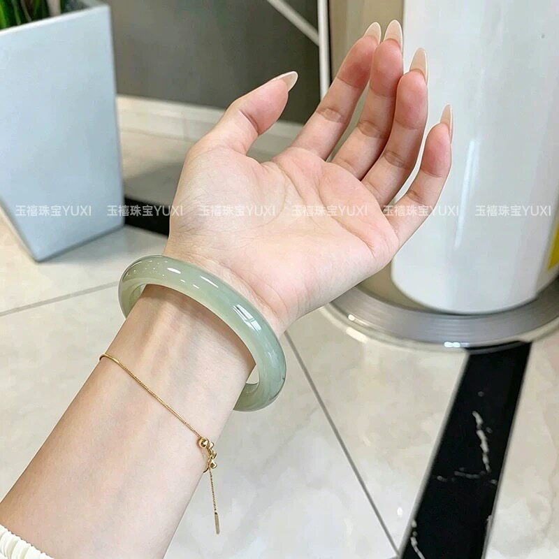 纯天然手镯东陵玉冰种翡翠玉镯平替送闺蜜生日礼物高级感礼盒装
