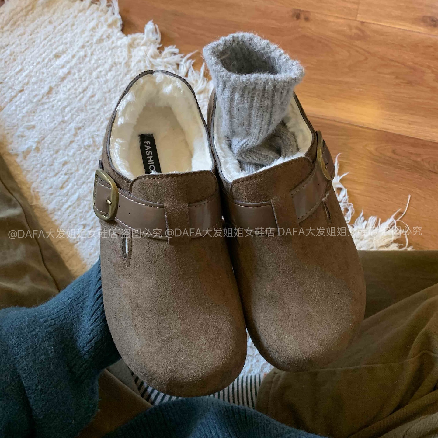 冬季加绒勃肯鞋小个子保暖增高