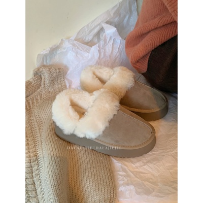 大发姐姐两穿厚底增高雪地靴女包头毛毛半拖鞋外穿一脚蹬冬季棉鞋