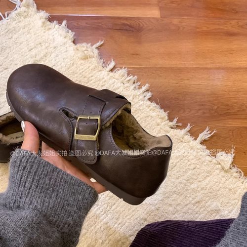 大发姐姐实拍加绒皮面全包勃肯鞋