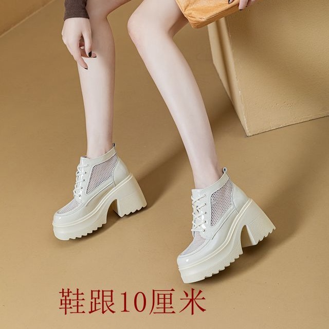 日式良品松糕厚底高跟罗马鞋靴厚底网靴子凉靴女2025年新款休闲增