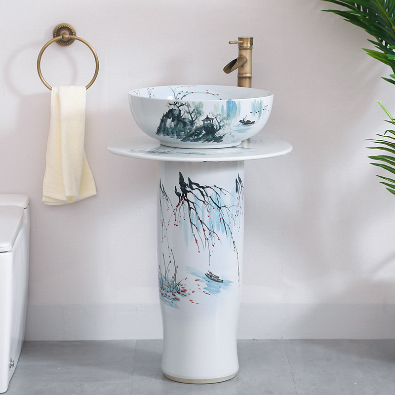 立柱式洗手脸盆水池落地式阳台柱盆陶瓷家用卫生间户外庭院室内盆,家装主材,立柱盆,淘宝优惠券,粉丝福利购,淘宝优惠卷