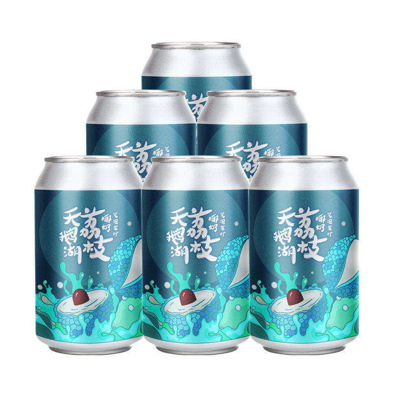 【新品】天鹅湖荔枝椰奶气泡苏打水330ml*6罐 低醇0.2度 微醺果味