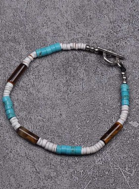 pohier宝喜儿绿松石虎眼石手链