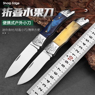 随身便携水果刀不锈钢户外高硬度锋利折叠刀钥匙扣拆快递小刀露营