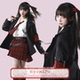 袖 pinksaviorXshugo chara 章西服红黑撞色设计感学院西服显瘦