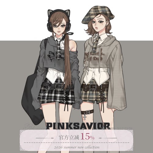 pinksavior【薄暮之蝶】早秋针织衫轻薄无袖衬衫格纹设计感半裙