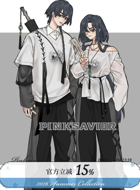 pinksavior【月行】灰白色系夏日T恤罩衫短袖设计感黑灰套装