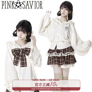 pinksavior 风铃熊猫早春针织加绒外套棕格纹俏皮减龄 暖暖