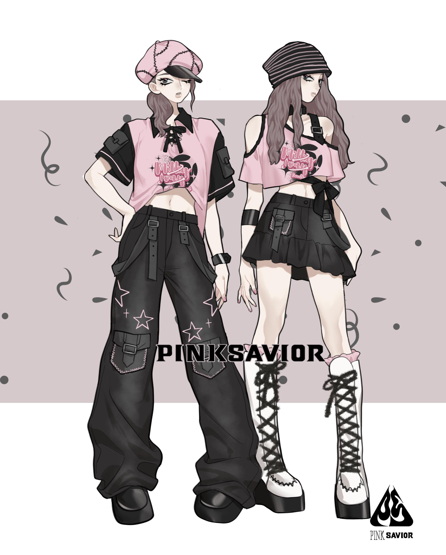 pinksavior【星星海】粉色露肩绑带设计天丝牛仔Y2K多巴胺显瘦女-封面
