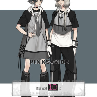 休闲叠穿马甲黑灰设计感机能套装 无限引力 pinksavior