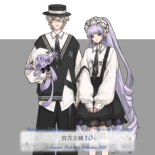 pinksavior【暗夜马戏】黑白经典配色显瘦背带裙衬衫长裤休闲