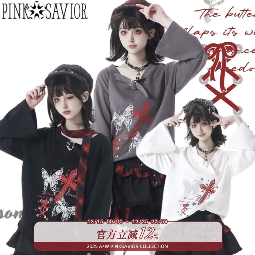 pinksavior【自由创作】三色特别设计印花装饰多层半裙秋冬套装