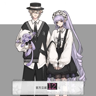 长裤 pinksavior 配色显瘦背带裙衬衫 黑白经典 休闲 暗夜马戏