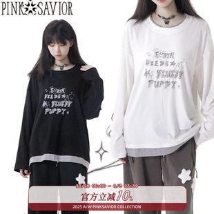 双色拼接假两件秋冬基础长袖 现货即发 FLUFFY小狗