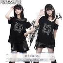 pinksavior【零度街区】黑灰摇滚少女设计感短袖短下装设计套装