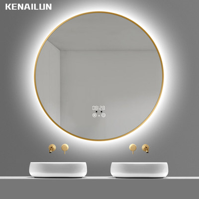 LED铝合金灯镜圆形浴室镜壁挂卫
