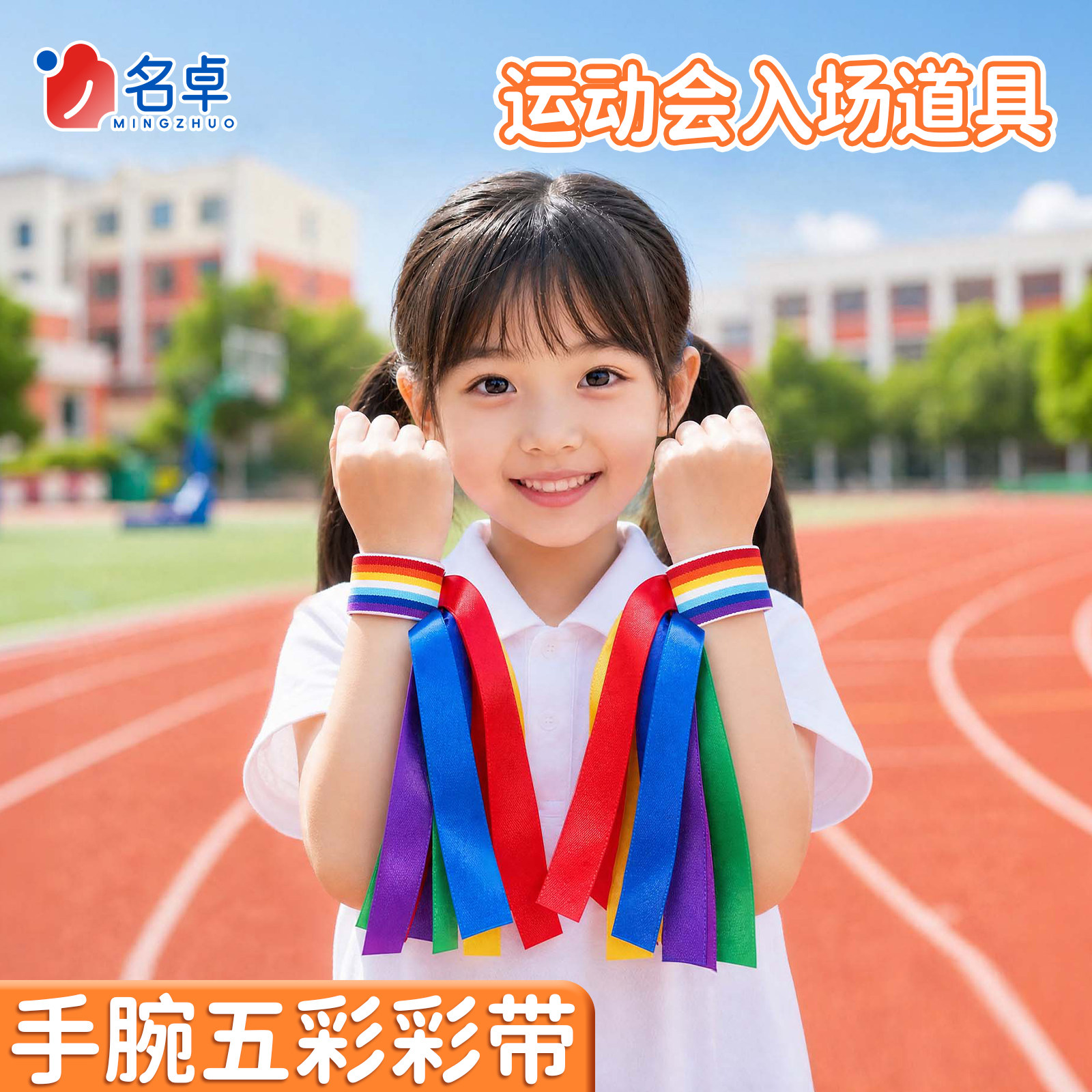 运动会入场创意道具彩虹手腕花国庆表演舞蹈啦啦操幼儿园彩带飘带